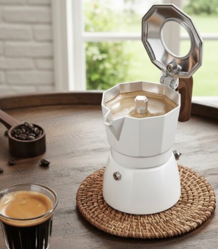 Stovetop Moka Pot 150ml Double-Valve Aluminum Ceramic Coating